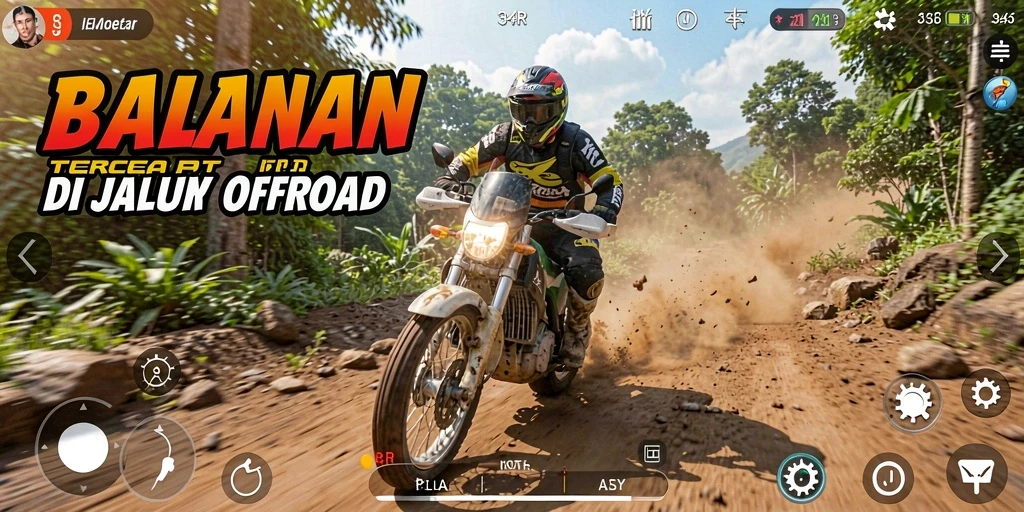 Gameplay seru dengan balapan motor di jalur offroad.