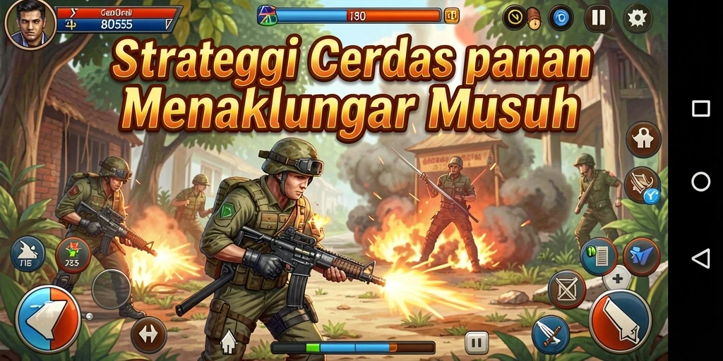 Screenshot dari gameplay 8055 yang menampilkan taktik dan strategi.