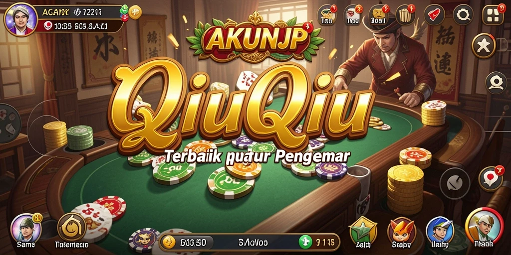 Screenshot gameplay AKUNJP menampilkan suasana permainan QiuQiu yang seru.