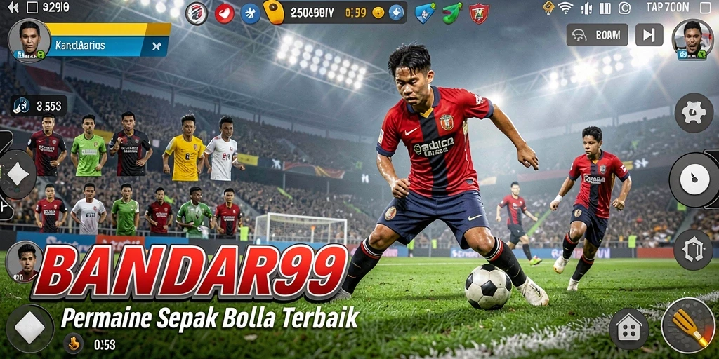 Tampilan gameplay BANDAR99 dengan aksi sepak bola yang mendebarkan.