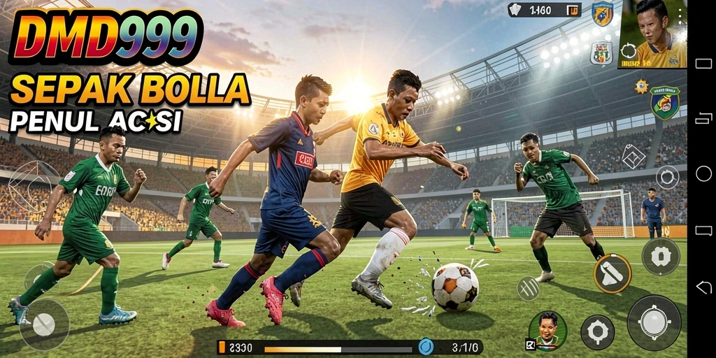 Tampilan gameplay DMD999 dengan grafik sepak bola yang menakjubkan.