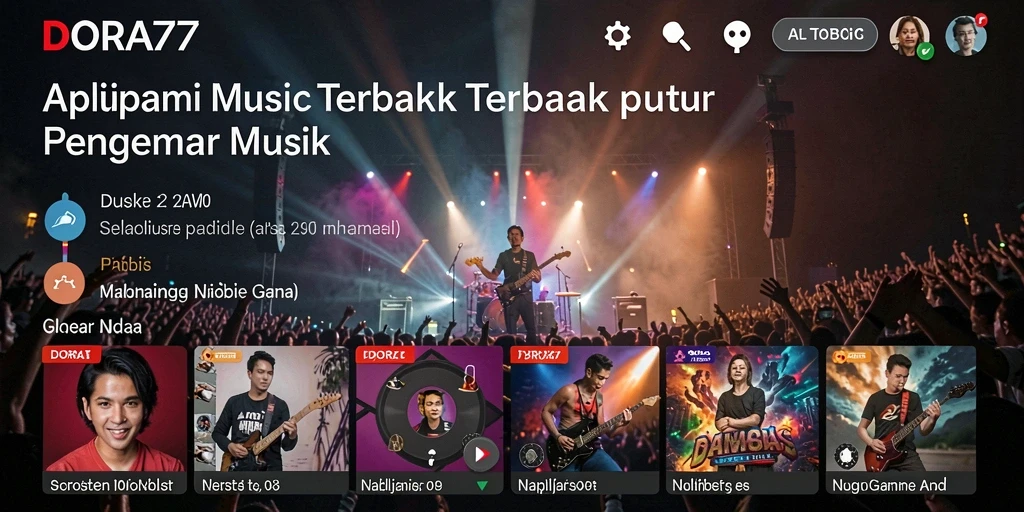 Screenshot gameplay DORA77 menampilkan koleksi musik yang beragam.