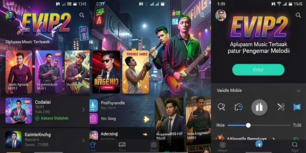 Tampilan menarik dari gameplay aplikasi musik EVIP2.