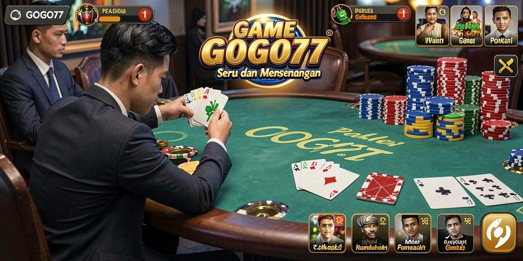 Screenshot gameplay GOGO77 yang menampilkan suasana permainan Poker.