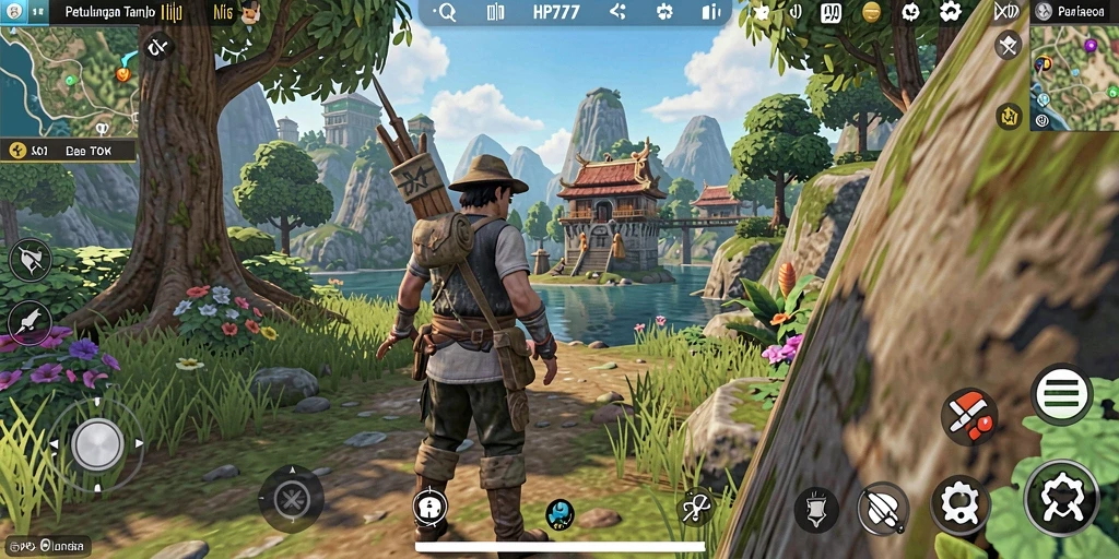 Screenshot gameplay HP777 menampilkan keindahan dunia terbuka.