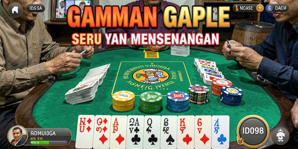 Tampilan gameplay seru dari game Gaple ID098 dengan teman.