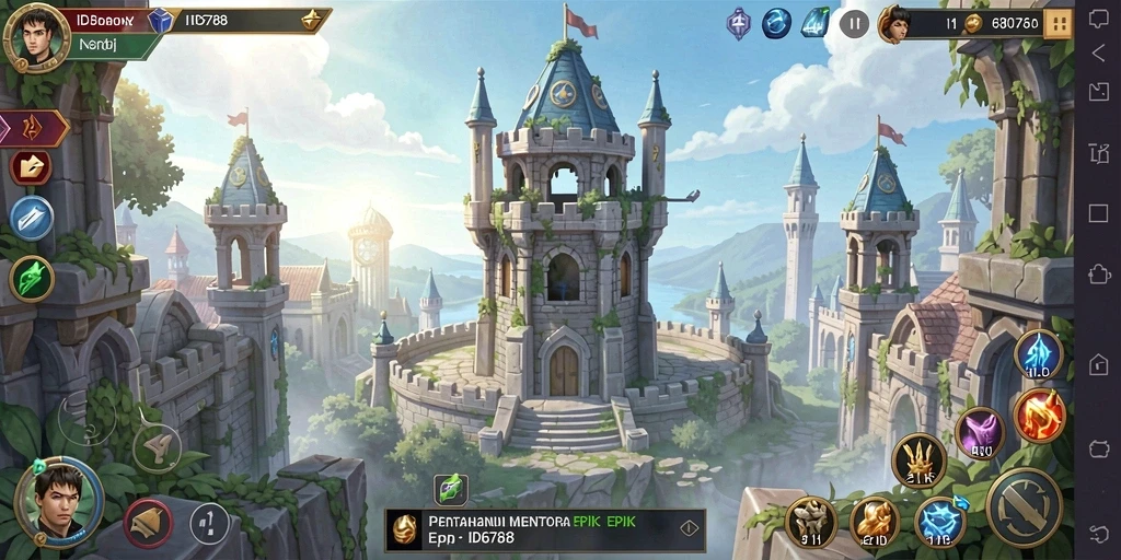Tampilan gameplay ID6788 saat melawan gelombang musuh di menara pertahanan.