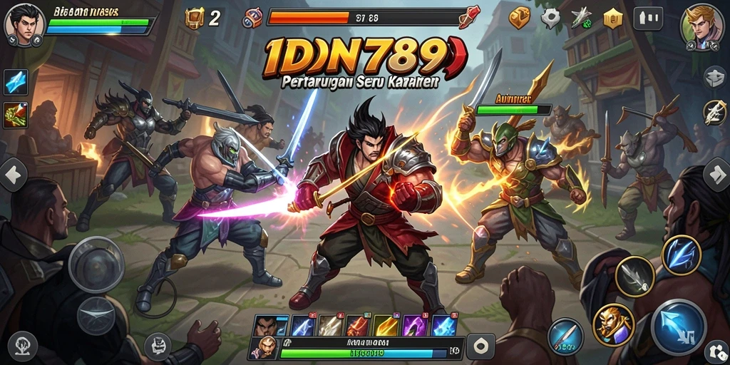 Gameplay pertarungan mendebarkan di IDN789.