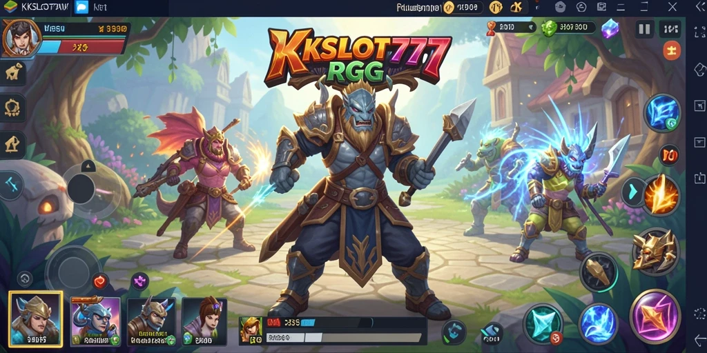 Tampilan gameplay menakjubkan di KKSLOT777 dengan karakter RPG yang dinamis.