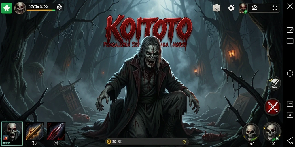 Screenshot menampilkan gameplay menegangkan dari KOITOTO dengan suasana horor yang mencekam.