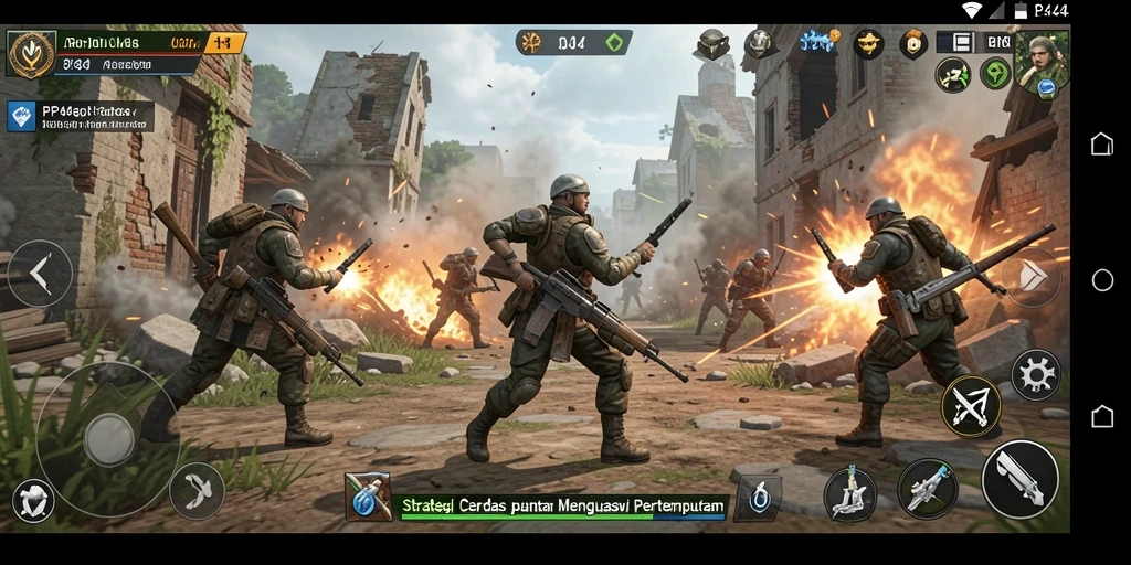 Screenshot gameplay PP444 yang menampilkan aksi pertempuran strategis.