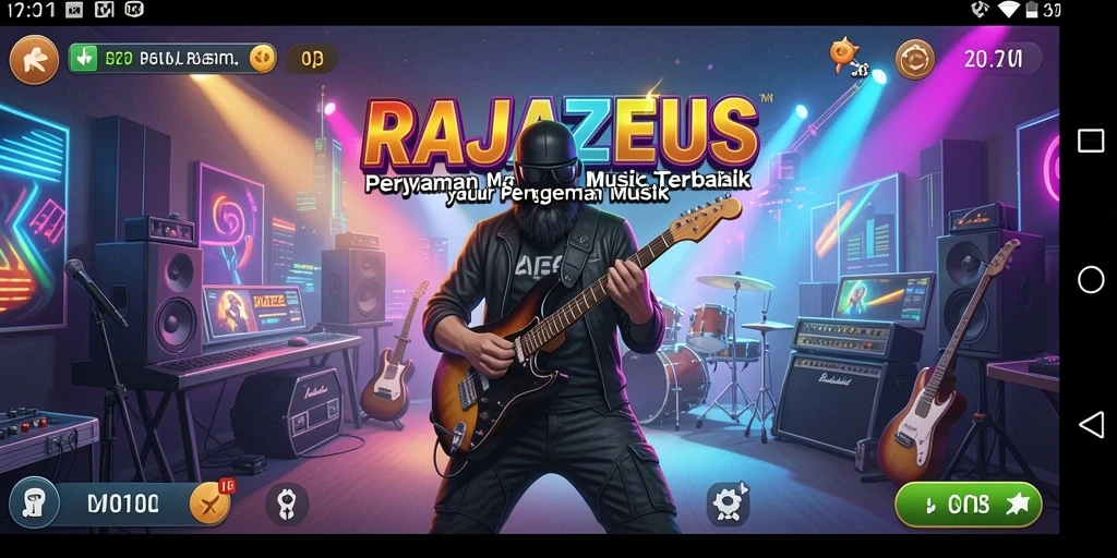 Tampilan gameplay seru dari RAJAZEUS yang menampilkan interaksi musik.