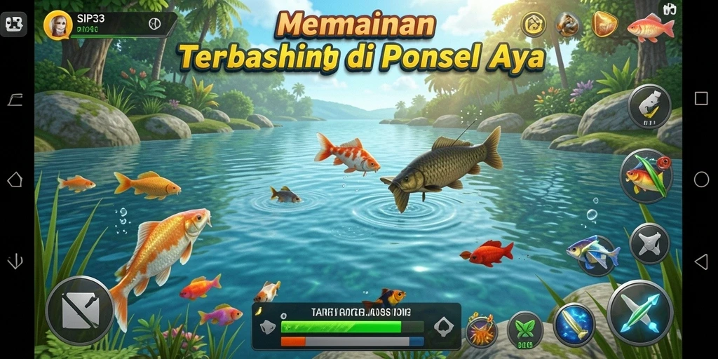 Screenshot SIP33 yang menampilkan gameplay memancing yang menyenangkan.